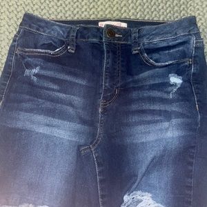 Patched Ripped Jeans (Dark Blue)